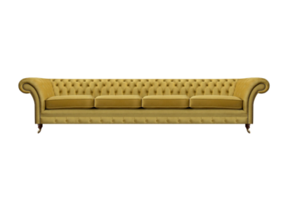 Viersitzer Sofa Couch Gelb Möbel Wohnzimmer Polstermöbel Chesterfield Neu