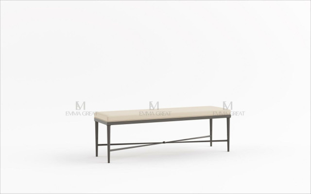 Sitz Polster Bank Polster Hocker Bank Textil Edelstahl Stil Designer Fußhocker