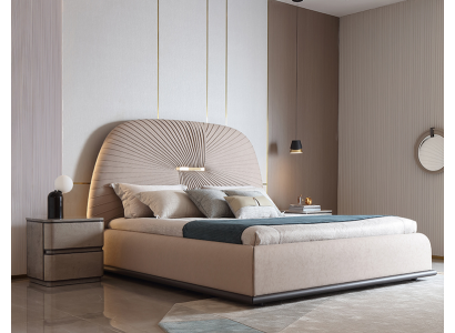 Stoff  Design Bett Doppel Betten Luxus Ehe Modernes Hotel Gestell Schlaf Zimmer