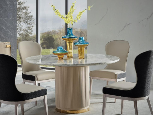 Runder Esstisch Rund Tisch Wohnzimmer Küche 135cm Luxus Marmor Runde Tische Neu