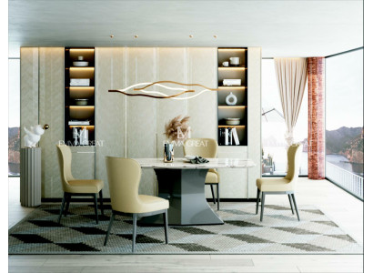 Esstisch Tisch Gruppe Esszimmer Wohnzimmer Garnitur Holz Design Luxus Modern