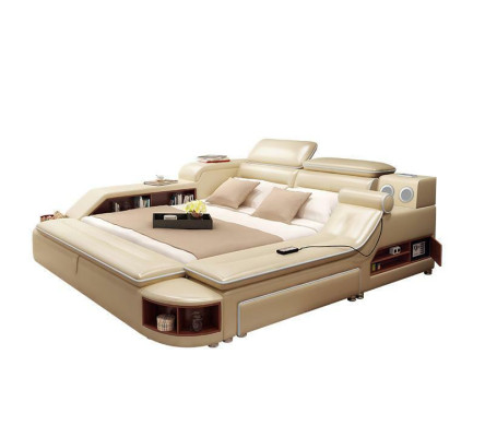 Leder Bett Betten Polster Doppel Multifunktion 180x200 Leder Bettgestell