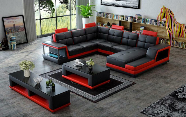 Wohnlandschaft U Form Ecksofa Couchtisch Sideboard Design Big Sofa Neu