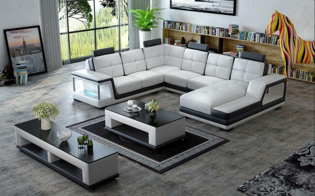 Wohnlandschaft U Form Ecksofa Couchtisch Sideboard Design Big Sofa Neu