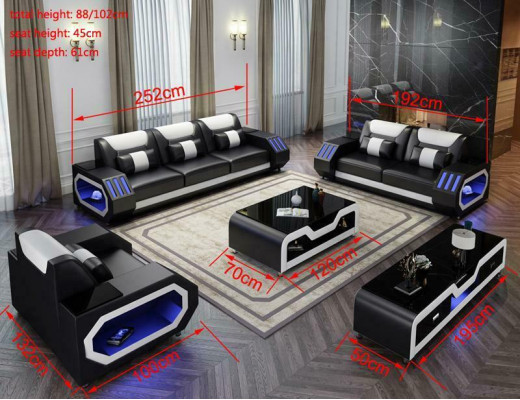 Wohnlandschaft L Form Ecksofa + Couchtisch + Sideboard Design