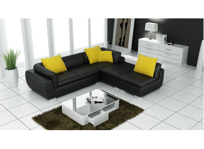 Ledersofa L-Form Couch Wohnlandschaft Ecksofa Garnitur Dekor Design Modern