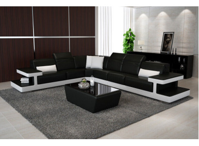 Ledersofa L-Form Couch Wohnlandschaft Dekor Ecksofa Garnitur Design Modern