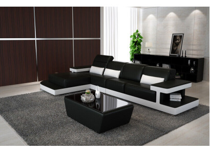 Leder Modern Couch Wohnlandschaft Deko Ledersofa Sofagarnitur Sofa L-Form