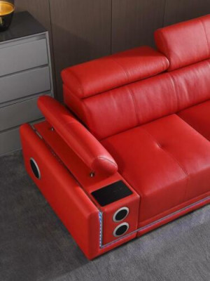 Couch Beleuchtete Leder Ecksofa L Form Sound Led Boxen Modernes