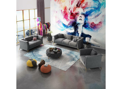 Designer Sofagarnitur 3+2+1 Sitzer Stoff Couchen Polster Garnitur Sofas Couch