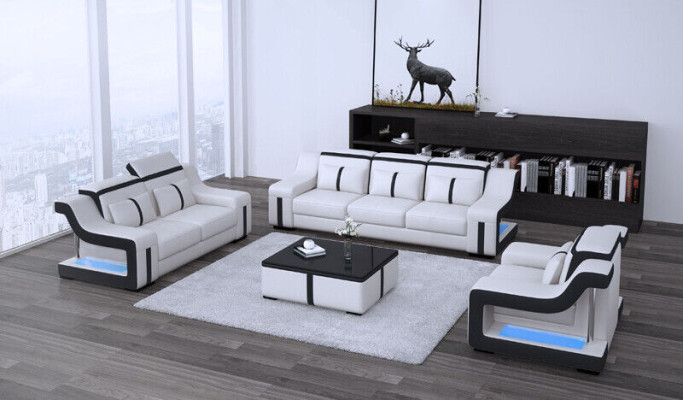 Sofagarnitur Couch Polster Sofa Set 311 Leder Couchen Sofas Komplett