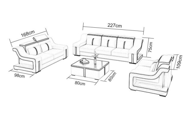 Sofagarnitur Couch Polster Sofa Set 311 Leder Couchen Sofas Komplett