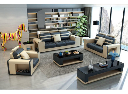 Sofagarnitur 321 Sitzer Tisch Hocker Couchtisch Sideboard Garnitur Moderne 5tlg.