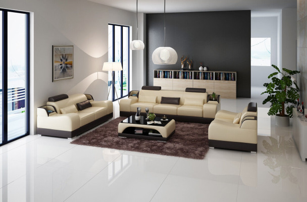 Design Couch Polster Sofas Leder Modern Sofagarnitur 3 Sitzer Dreisitzer