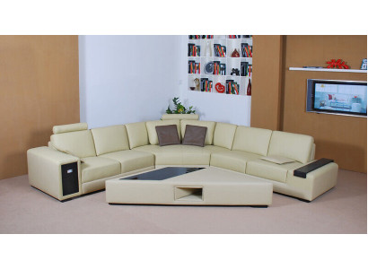 Designer Sofa Couch Ecksofa mit Hocker Garnitur Polster Wohnlandschaft