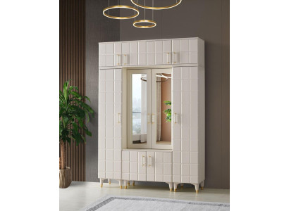 Weißer Holz Kleiderschrank Designer Glasschrank Schlafzimmer Schränke