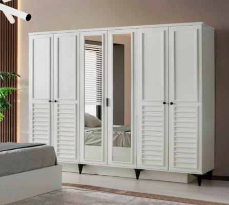 Weißer Schlafzimmer Schrank Designer Kleiderschrank 6-türiger Schrank