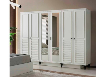 Weißer Schlafzimmer Schrank Designer Kleiderschrank 6-türiger Schrank