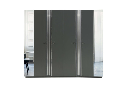 Robuster Grauer Kleiderschrank Holz Moderne Möbel 6-türiger Glasschrank