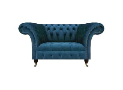 Modern Luxus Sofa Couch Zweisitzer Blau Chesterfield Textil Sofas Sitzmöbel