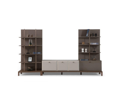 Moderne Wohnwand Designer TV-Lowboard Regalen 2tlg Set Wohnzimmer Möbel