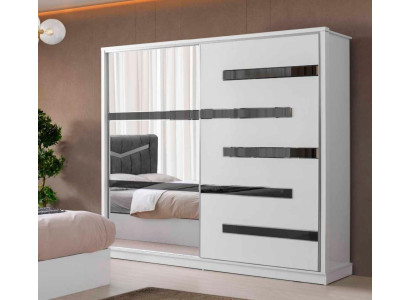Weißer Kleiderschrank mit Schiebtüren Designer Holz Schlafzimmer Möbel