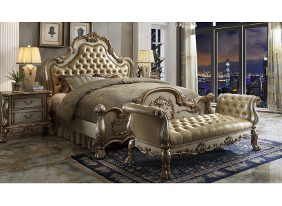 Bett 2x Nachttisch 3 tlg. Schlafzimmer Set Luxus Betten Chesterfield Leder