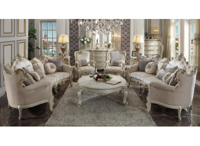 Halbrunde Viersitzer Wohnzimmer Couch Textil Barock Rokoko Luxus Sofa
