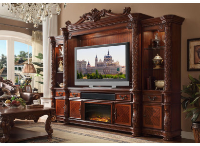 Designer Wohnzimmer Klassisch Dekorative TV Anbauwand Medienwand Fernsehwand