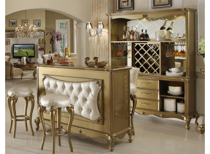 Moderne Barganitur Designer Chesterfield Bartisch mit 2x Barhocker Komplettes Set 3 tlg.