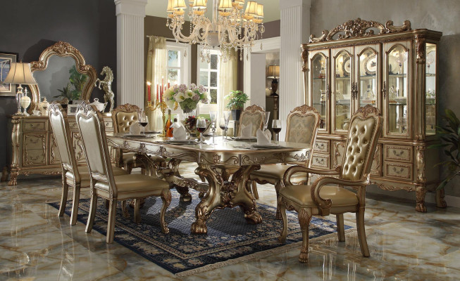 Klassischer Esstisch Luxus Chesterfield Stühle Designe Esszimmergarnitur 9tlg.