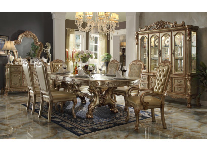 Klassischer Esstisch Luxus Chesterfield Stühle Designe Esszimmergarnitur 9tlg.