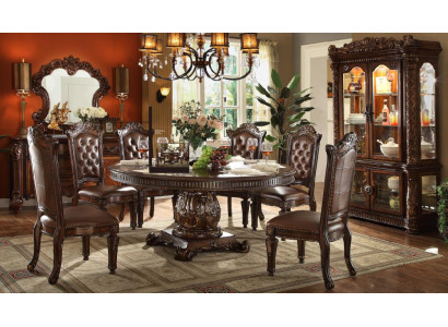 Klassische Barock Möbel Designer Runder Holz Esstisch Chesterfield Stühle Kommode