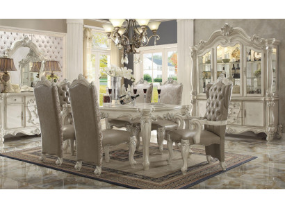 Weißes Esszimmer Set Designer Garnitur Esstisch Stühle Kommode Spiegel
