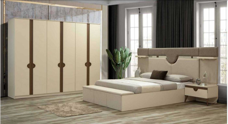 Stilvoll Möbel 4tlg. Schlafzimmer Set Bett 2x Nachttisch Kleiderschrank Neu