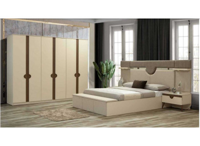 Stilvoll Möbel 4tlg. Schlafzimmer Set Bett 2x Nachttisch Kleiderschrank Neu