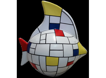 Skulptur Abstrakte Design Statue Bunte Figuren Handbemalt Dekoration Fisch Neu