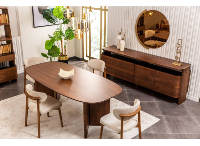 Essgruppe Essecke Esszimmer Esstisch Stühle Braun Anrichte Set 9tlg