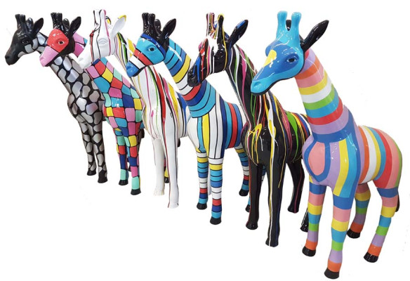 Skulptur Abstrakte Design Statue Bunte Figuren Handbemalt Dekoration Wählbar