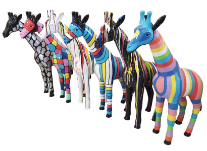 Skulptur Abstrakte Design Statue Bunte Figuren Handbemalt Dekoration Wählbar