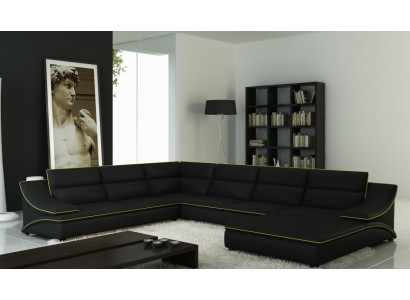 Ecksofa mit USB,Ledersofa Wohnlandschaft Couch Sitz Eck Garnitur U Form Eltmann