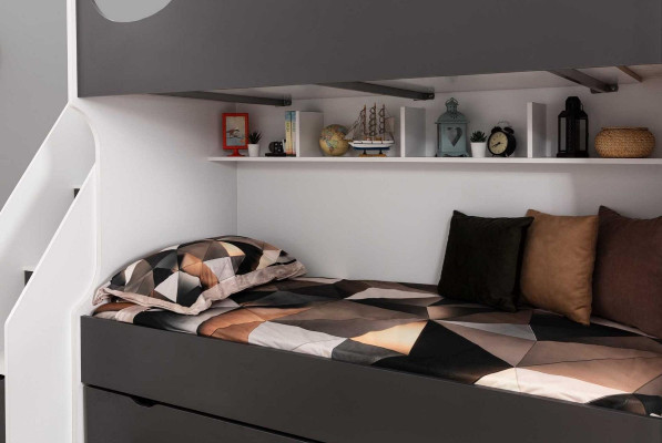 Etagenbett Bett Kinderbett Kindermöbel Grau Garnitur Moderne Kinder