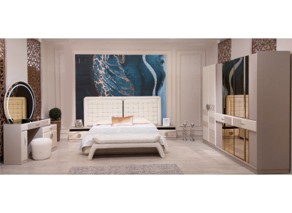 Luxus Schlafzimmer Set 6tlg Komplettes Zimmer Möbel Bett Nachttisch Schrank Bank