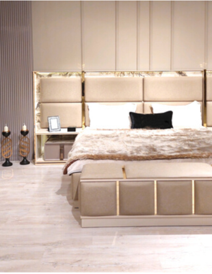 Schlafzimmer Set 6tlg Luxus Bett 2xNachttische Modern Schrank Schminktisch