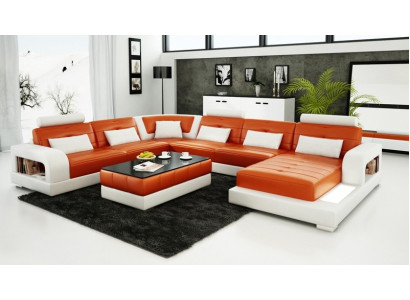 Modern Ecksofa Polster Couch Leder Ecksofa Wohnlandschaft U-Form