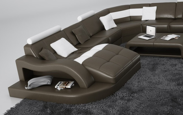 Moderne Sofa Eckgarnitur U Form Polster Sitz Ecke Couch + Couchtisch Komplett