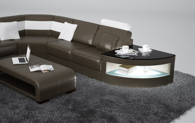 Moderne Sofa Eckgarnitur U Form Polster Sitz Ecke Couch + Couchtisch Komplett