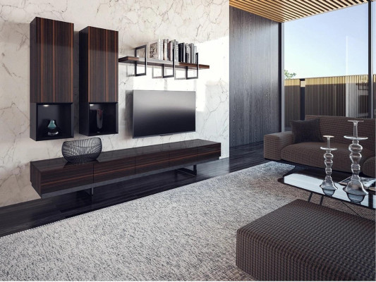 Wohnzimmer Set TV-Ständer 2x Wandschrank Design Einrichtung Modern Wandregal