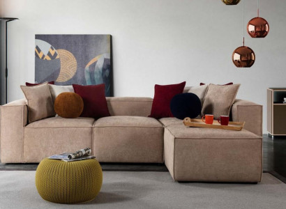 Beiges Wohnzimmer Luxus Ecksofa L-Form Sofa Polster Moderne Couchen Neu