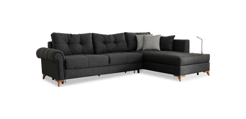 Schwarzes Ecksofa Moderne L-Form Couch Wohnzimmer Polster Eckcouch Neu